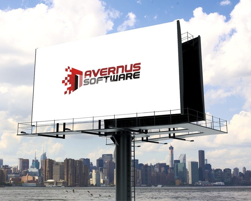 Logo Avernus Software na billboardzie