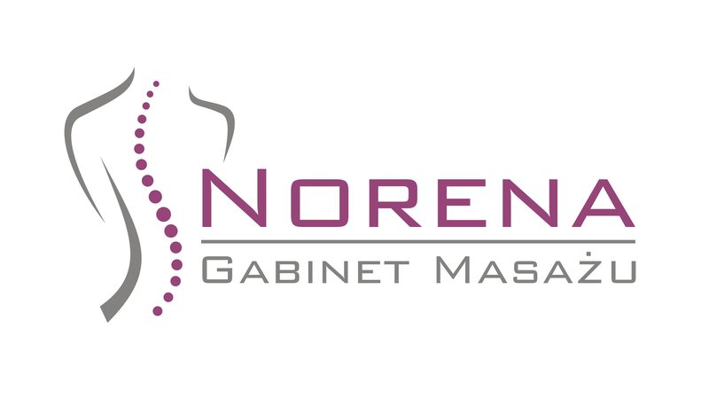 Logo Gabinetu Masażu Norena: sylwetka i kręgosłup z kropek
